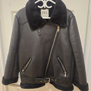 Zara Black Faux Leather Jacket